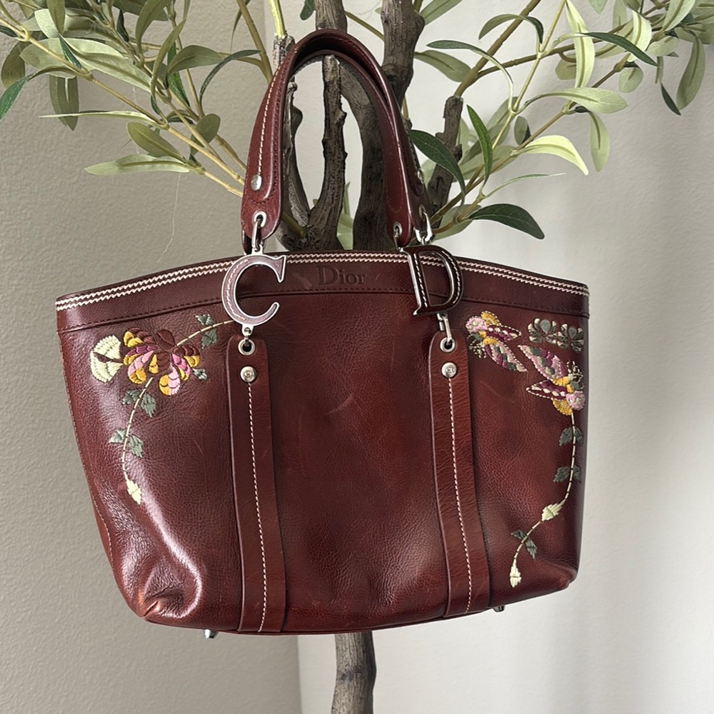 Dior Brown Leather Embroidered Women's Bag